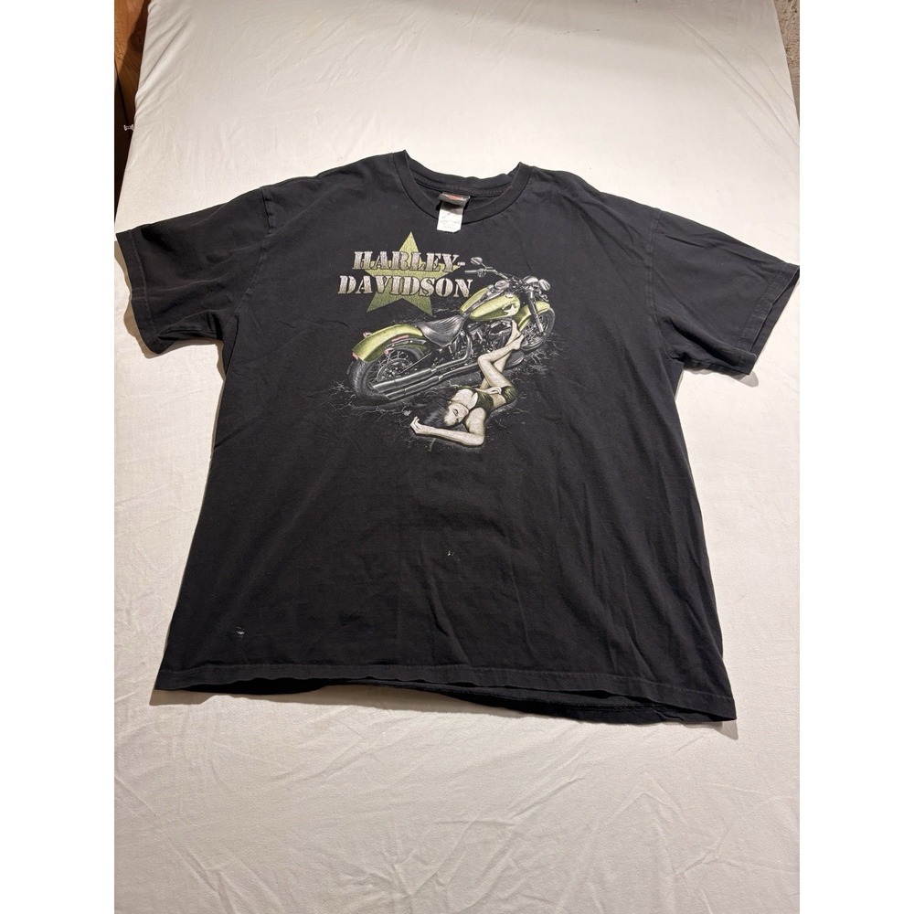 Harley Davidson Taku Juneau Alaska T-Shirt Mens 2XL Black Pinup Motorcycle USA
